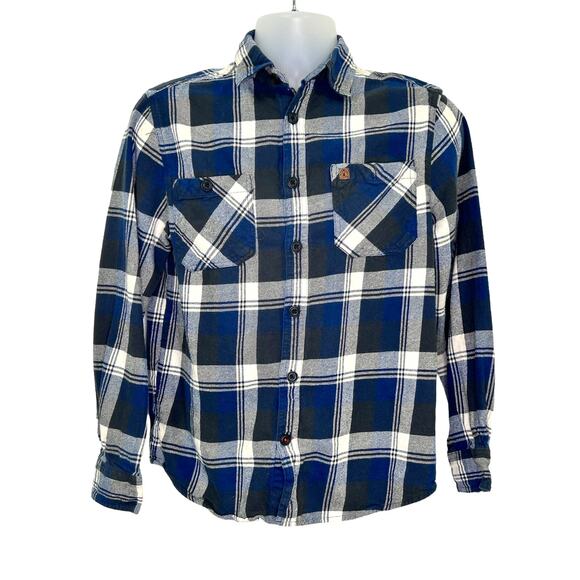 Coleman Men's 100% Cotton Blue Plaid Flannel Work Shirt Long Sleeve Pockets Med - Picture 1 of 6